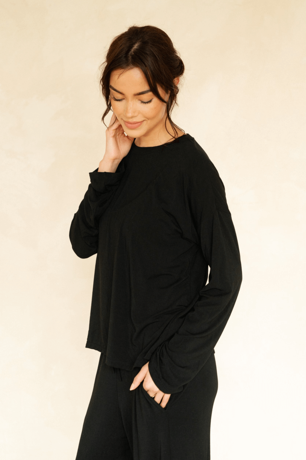 The Cool-Comf Lounge Oversized Long Sleeve - Matte Black