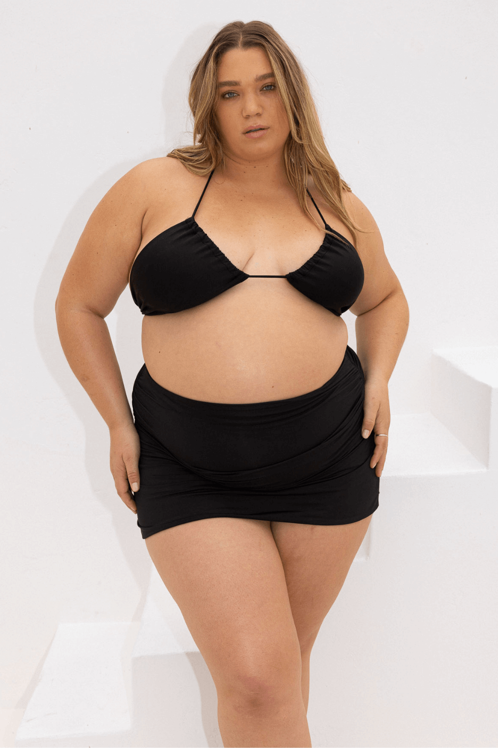 The High Rise Swim Skirt - Matte Black