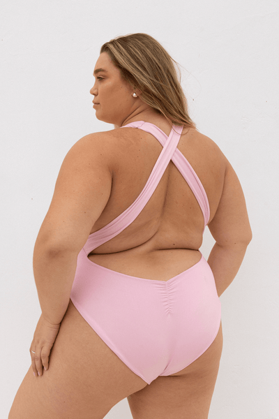 The Crossback One Piece - Peony Pink