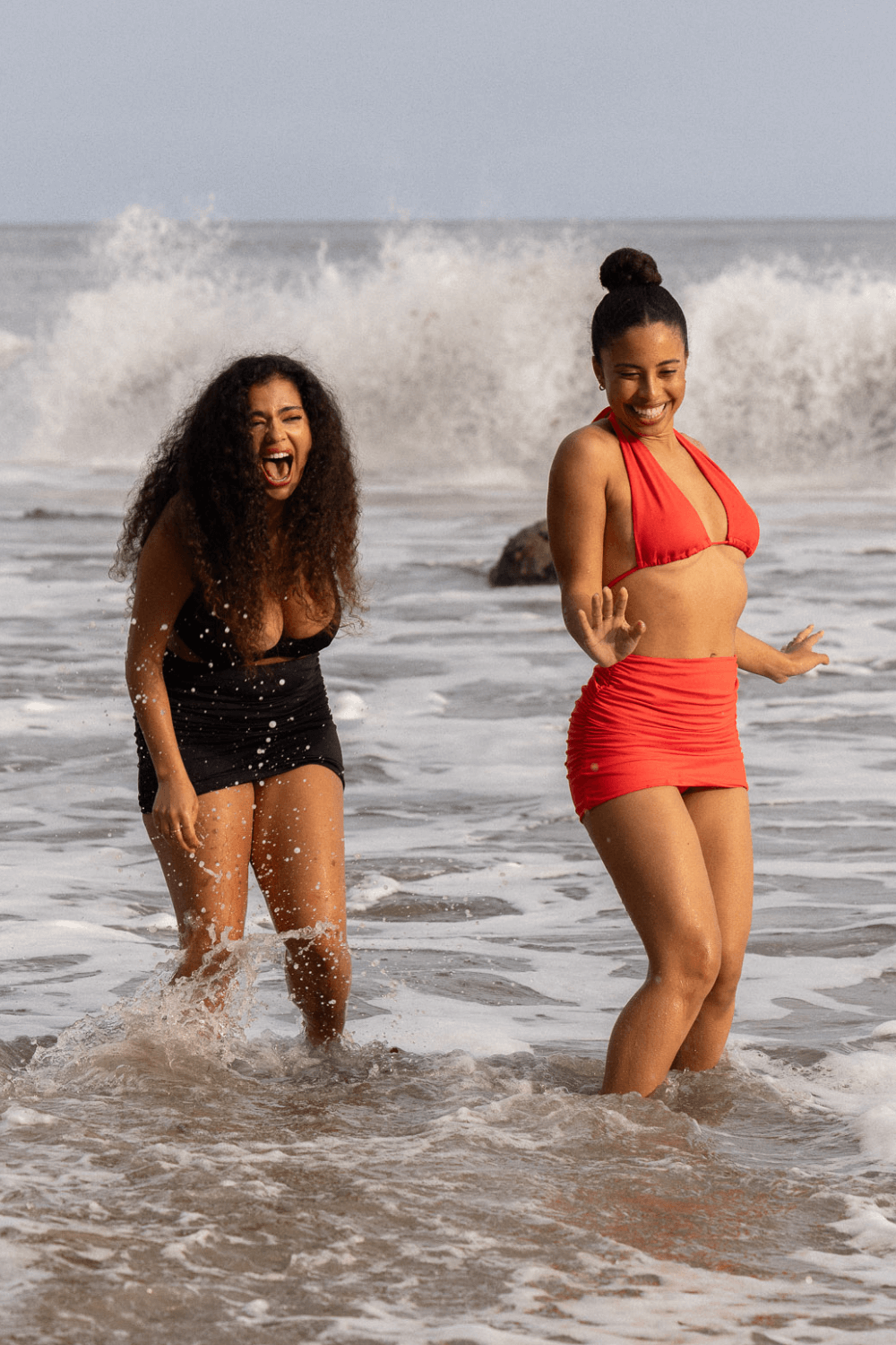 The High Rise Swim Skirt - Fiesta Red