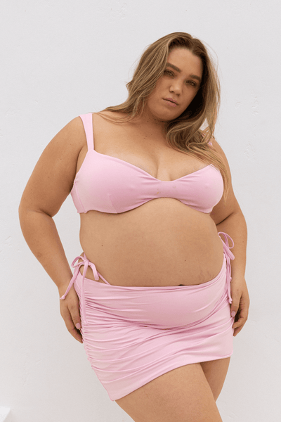 The High Rise Swim Skirt - Peony Pink