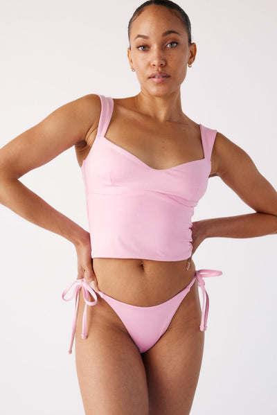The Side Tie Bottoms - Peony Pink